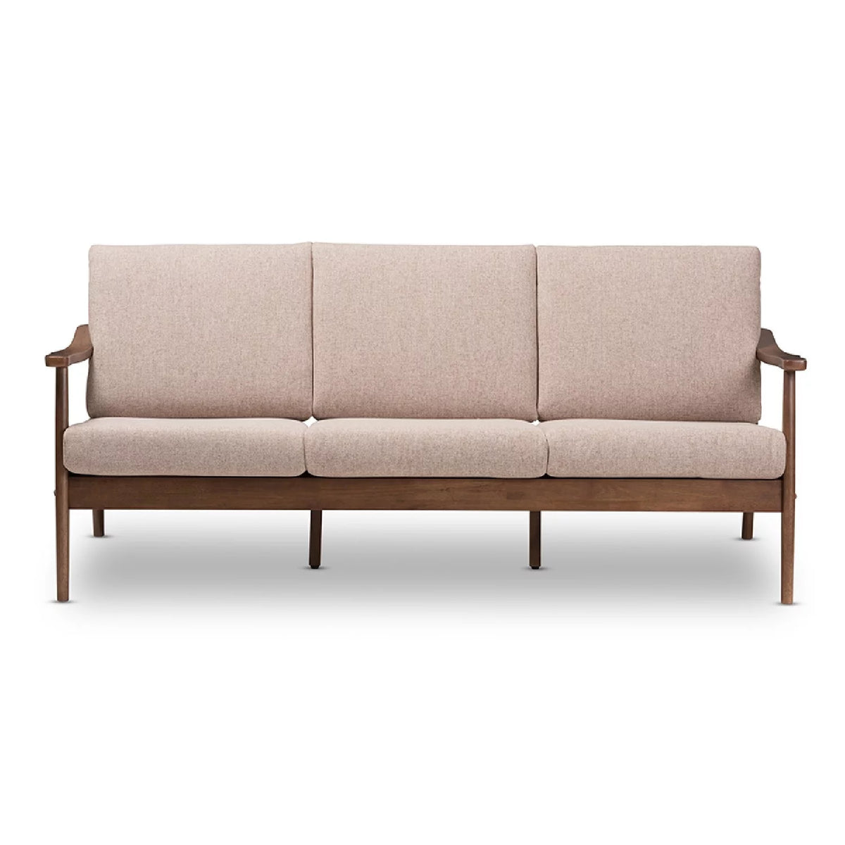 Light Brown Fabric Upholstered 3-Seater Sofa O977442