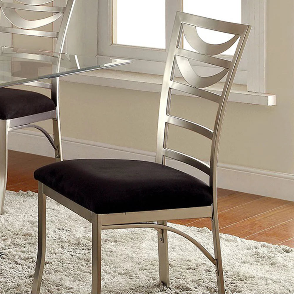 Set of 2 Black Micro Fabric Side Chair X2124