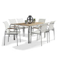 Off White Wood 7 Piece Outdoor Dining Set Q4583