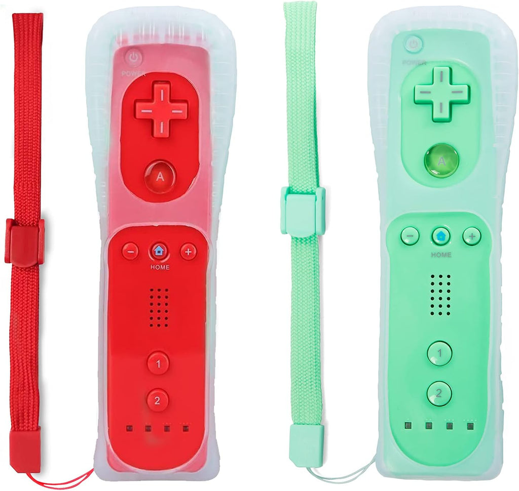 2 Pack Wii Wireless Controller with Silicone Case and Wrist Strap J461