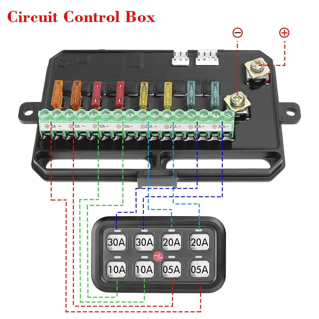 8 Gang LED Touch Control Switch Panel Box for Car Truck ATV UTV Boat Marine SUV Caravan T90367