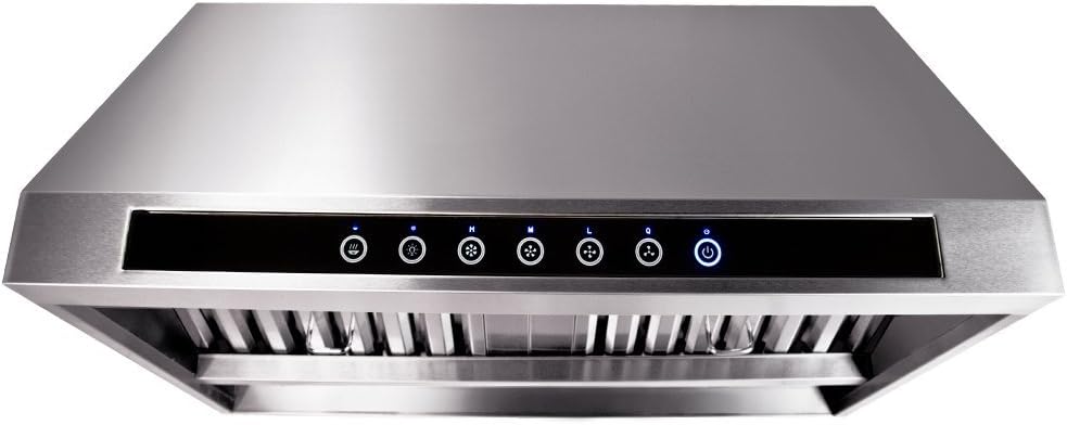 4 Speed Wall/Under Cabinet Range Hood, 1000 Max CFM, Stainless Baffle Filters, 30 36 42 48 Inch N15179