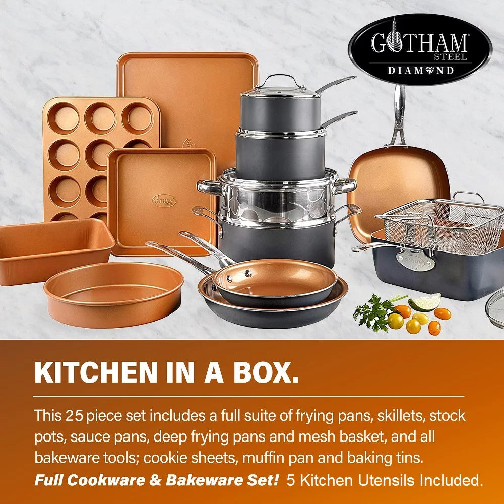 25 Piece Non Stick Cookware Set with Utensils S232
