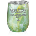 12 oz Double Wall Vacuum Insulated Stainless Steel Stemless Wine Tumbler Travel Mug With Lid Q85112