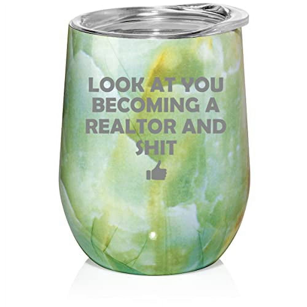 12 oz Double Wall Vacuum Insulated Stainless Steel Stemless Wine Tumbler Travel Mug With Lid Q85112