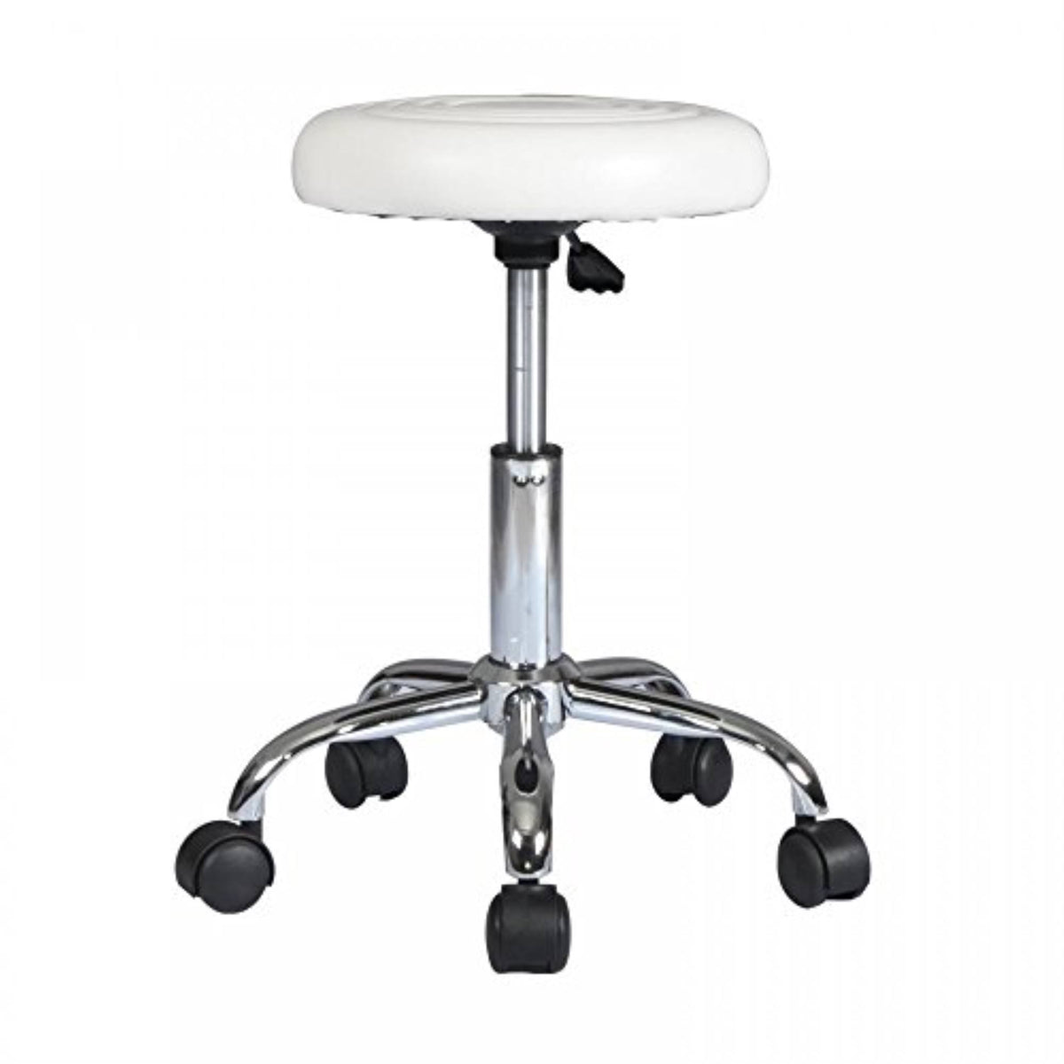 White Adjustable Hydraulic Rolling Swivel Stool Q280
