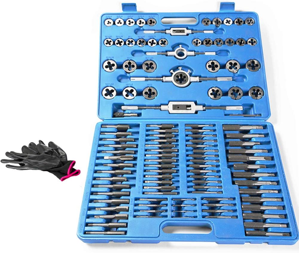 110 Piece Combination Tap and Die Set Alloy Steel Metric Tools with Carrying Case V16254