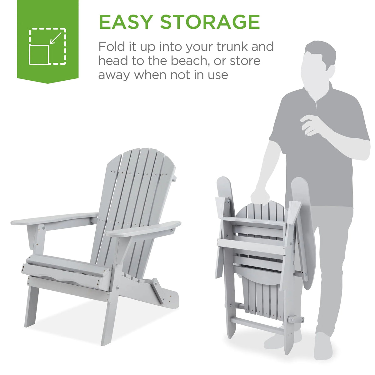 Folding Adirondack Chair 350lb Capacity Brown Y797