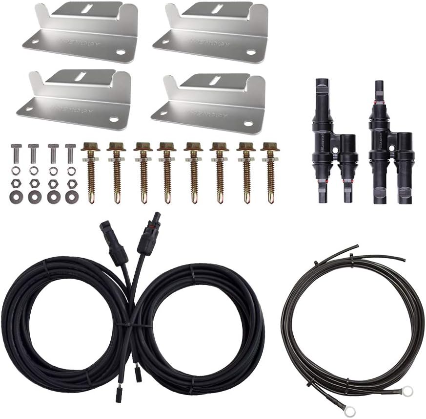 100W Solar Panel Accessory Kit with 8Ft Tray Cable, 20Ft 10AWG Adaptor Kit, 1 Set of Z Brackets P282877