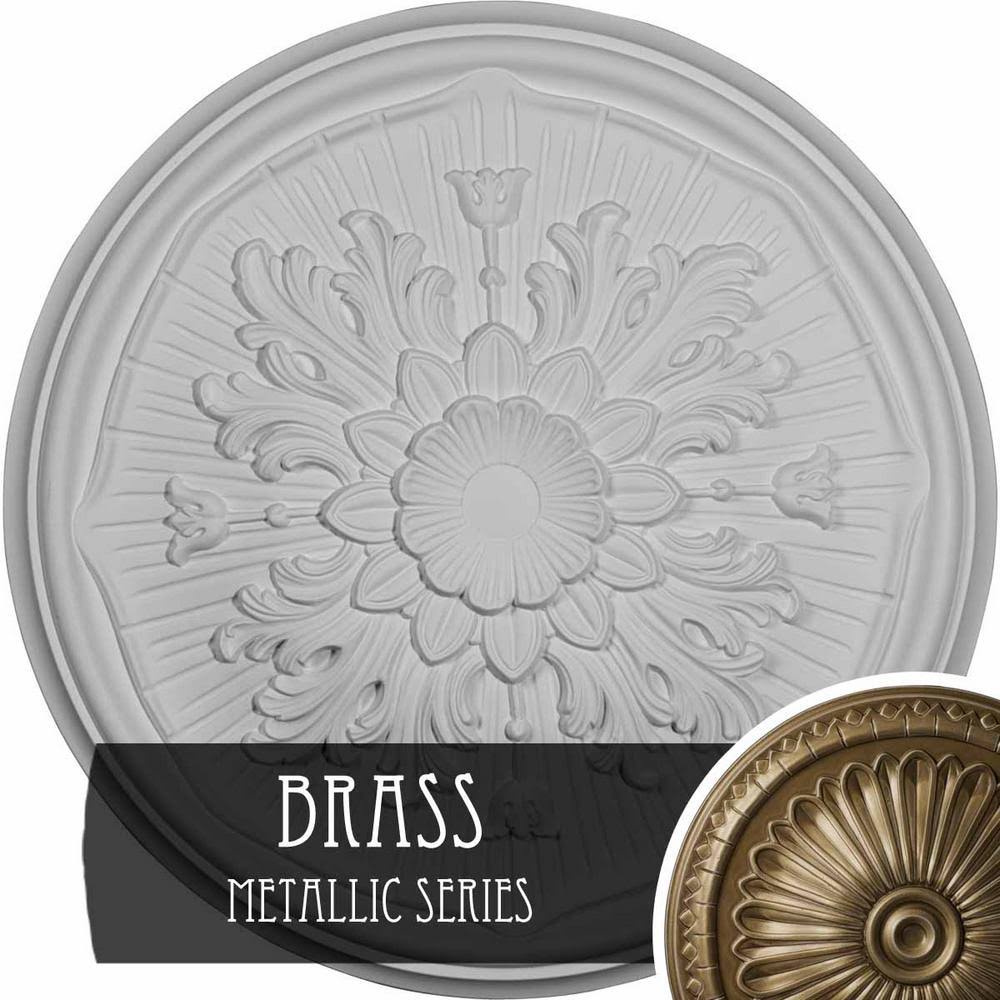 15 3/4x22OD x 5/8x22P Ceiling Medallion, Hand-Painted Brass D31411