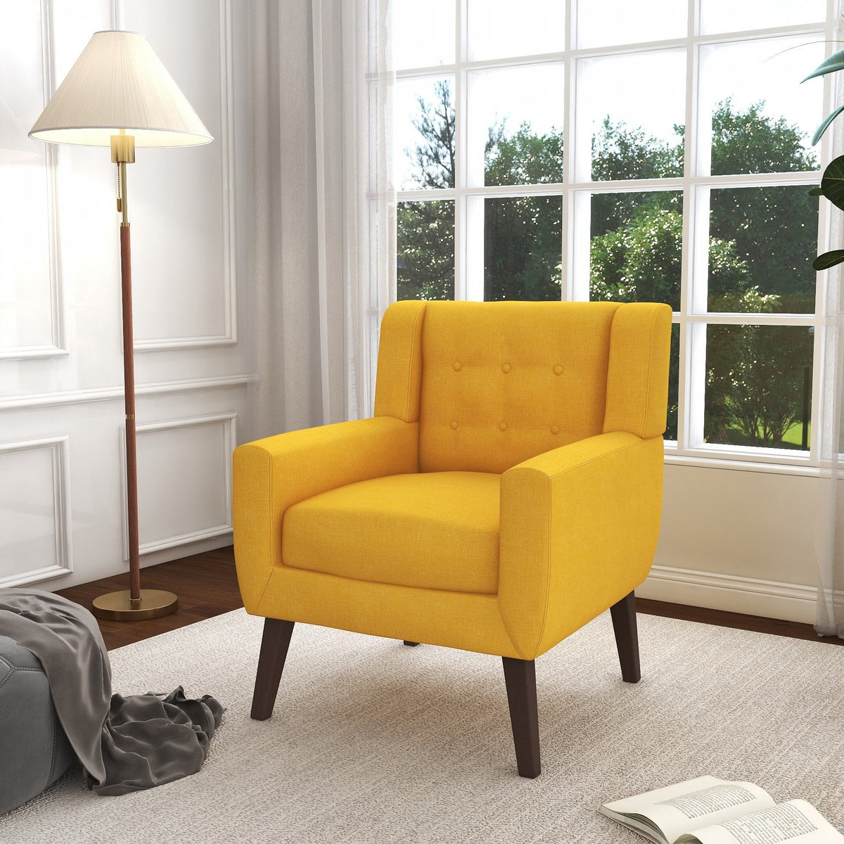 Grey Cotton Linen Accent Chair Set of 2 K22566