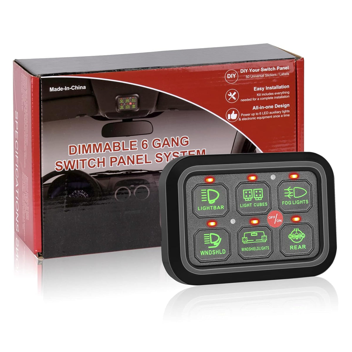8 Gang LED Touch Control Switch Panel Box for Car Truck ATV UTV Boat Marine SUV Caravan T90367