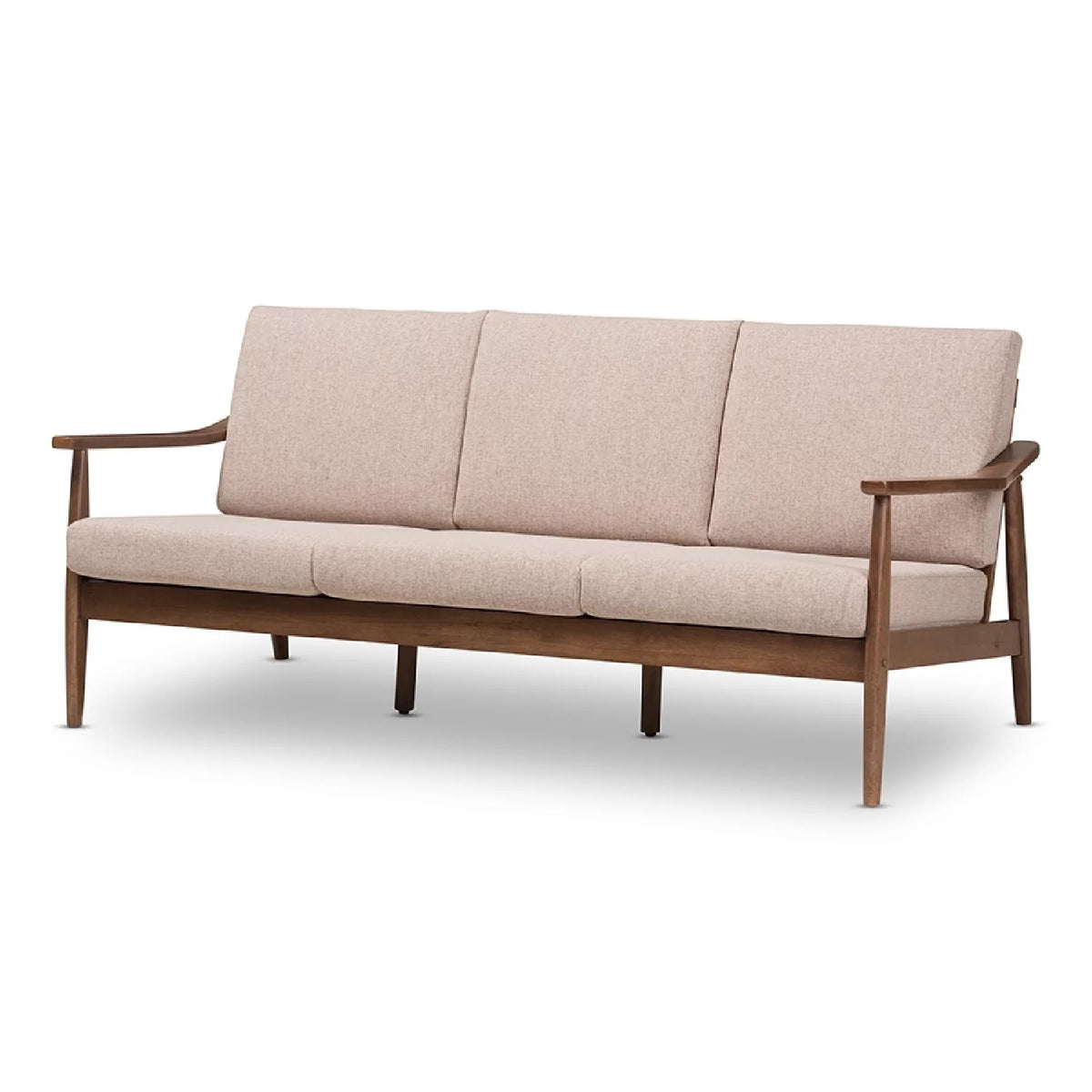 Light Brown Fabric Upholstered 3-Seater Sofa O977442
