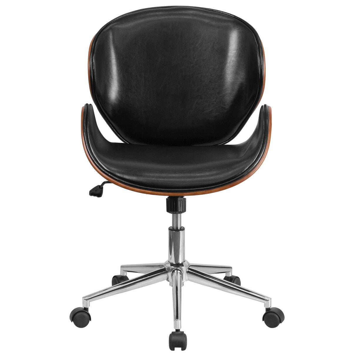 Black Leather Mid-Back Office Chair Q4242