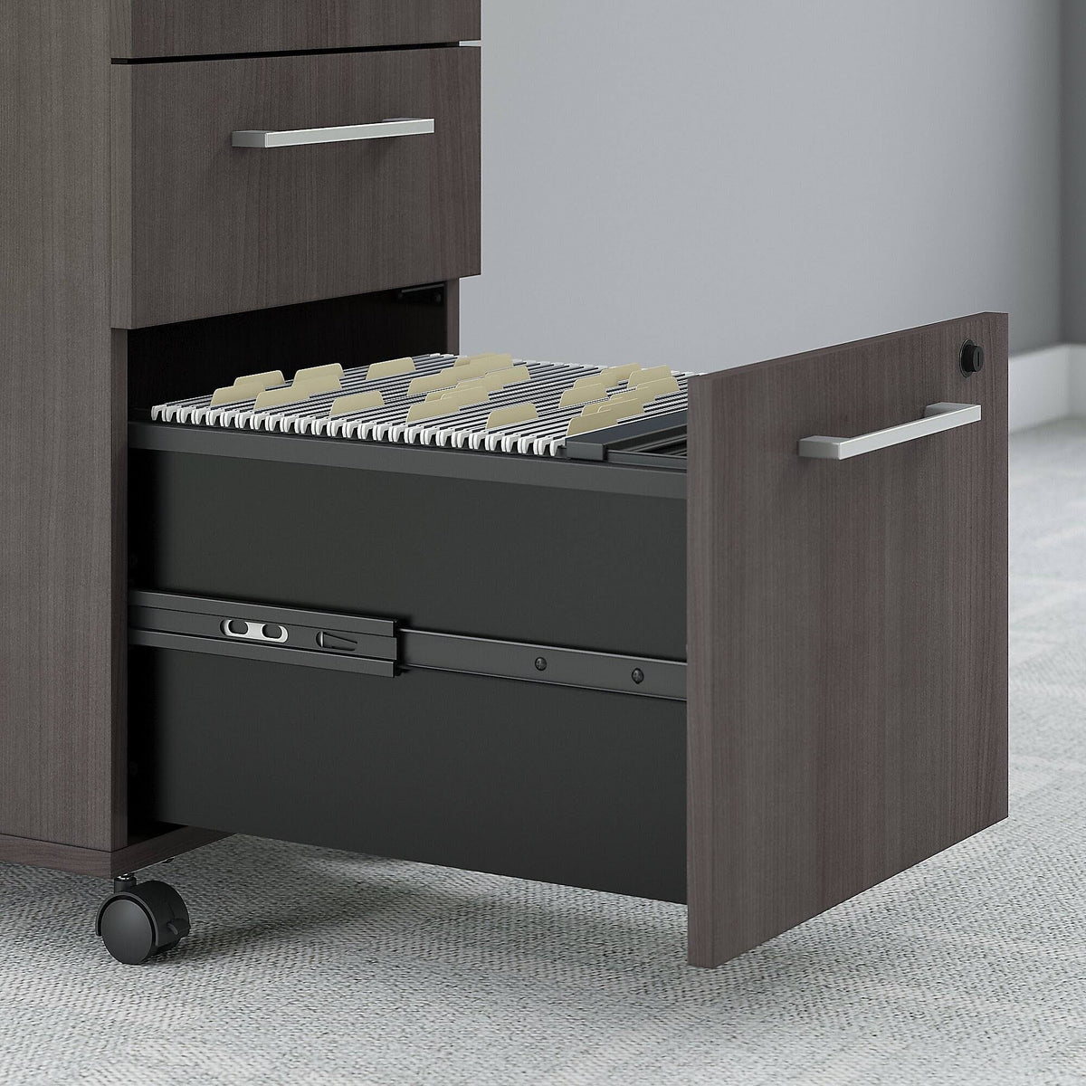 60W x 30D Table Desk with 3 Drawer Mobile File Cabinet, Storm Gray O50731