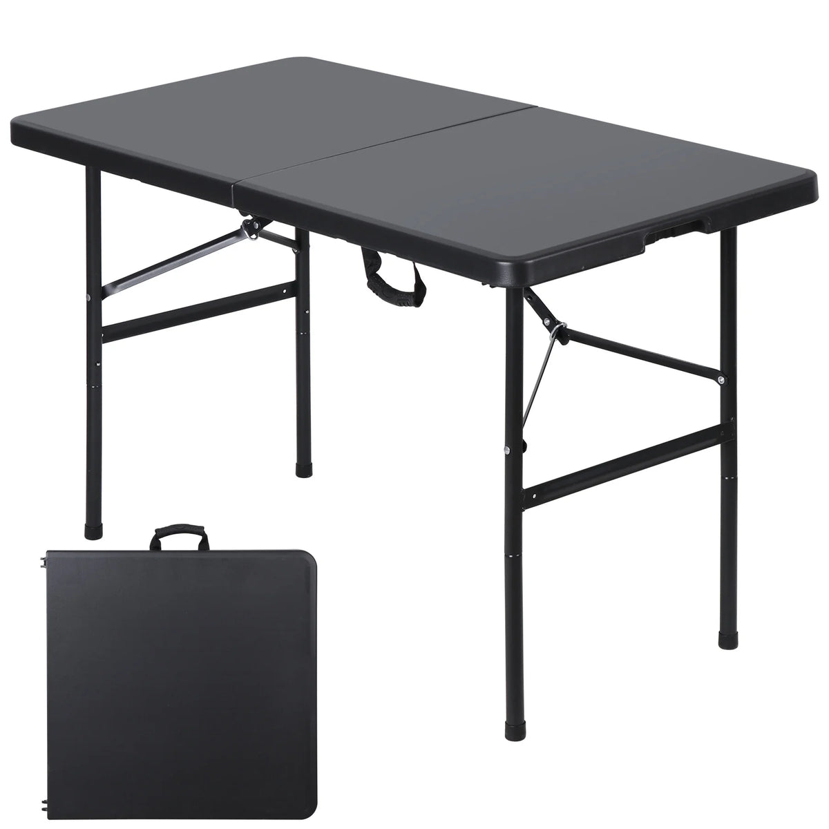 4 Ft Black Folding Plastic Table F8650