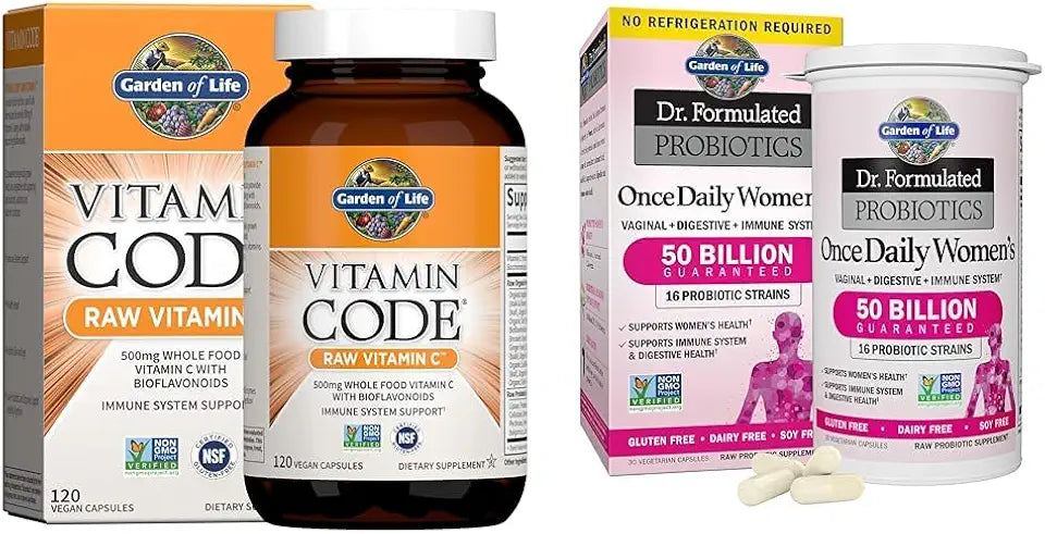 Vitamin C 120 Veg Capsules & Women's Probiotics 30 Capsules D4671
