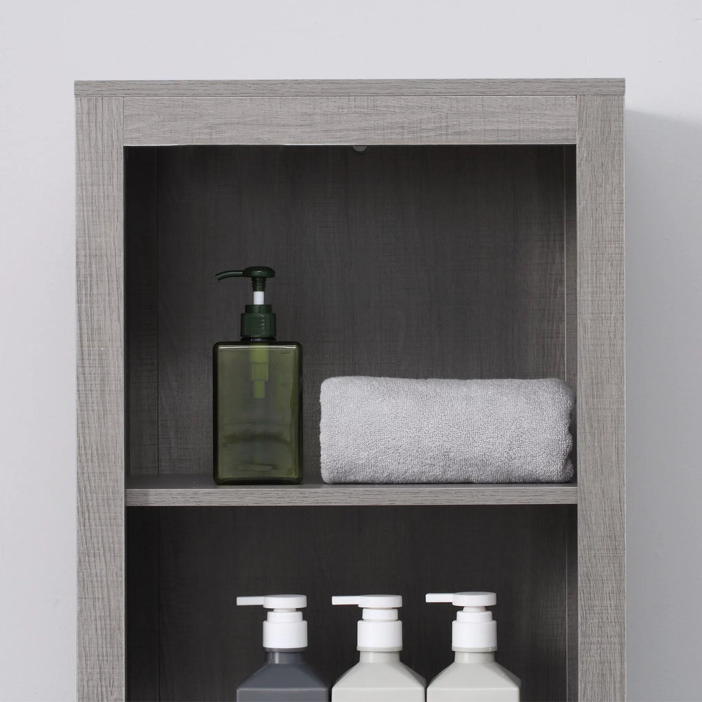 Narrow Gray Bathroom Storage Cabinet with Drawer and 5 Tier Shelf G34894