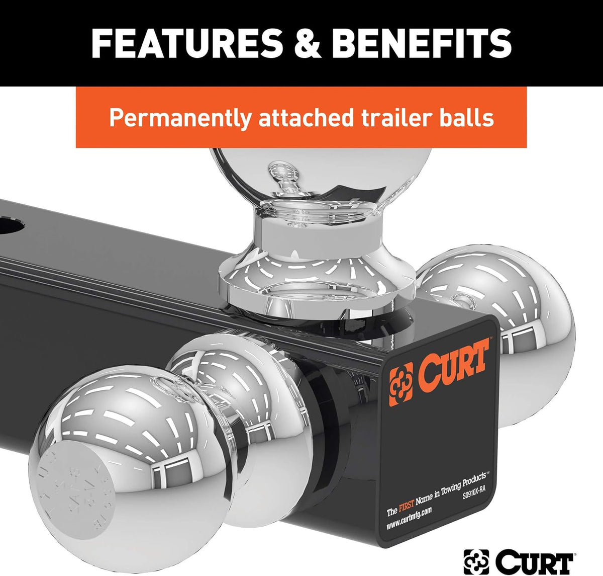 Adjustable Trailer Hitch Ball Mount Head with 3 Balls Pack of 2 D88713
