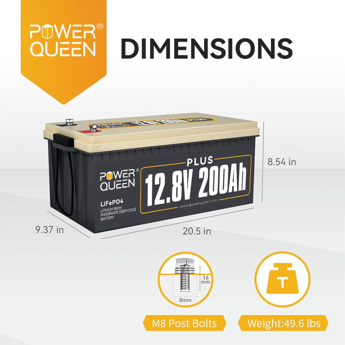 12V 200Ah LiFePO4 Deep Cycle Lithium Battery with 200A BMS C4829