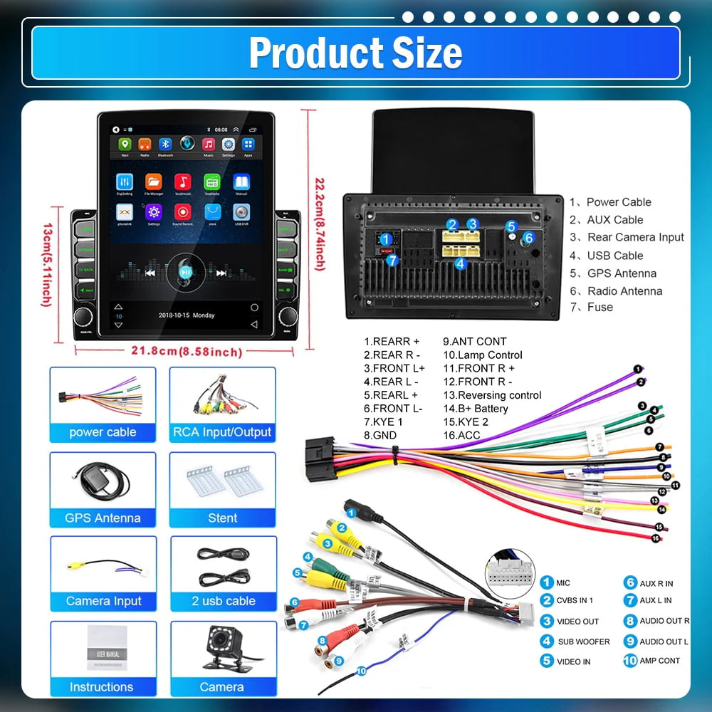 9.7 inch Vertical Touch Screen Car Stereo Radio with Backup Camera Q3450
