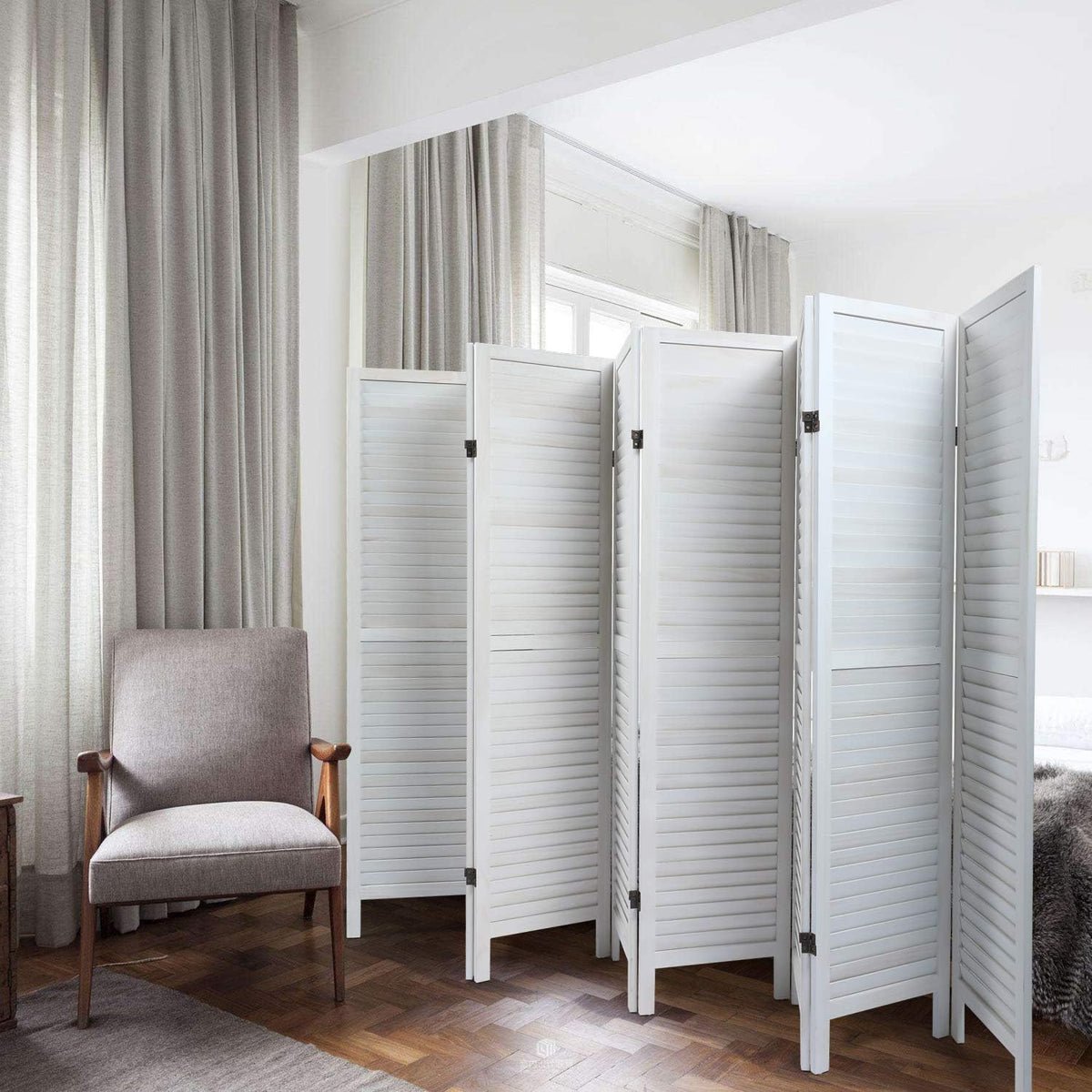 8 Panel Sycamore Wood Freestanding Room Divider W8028