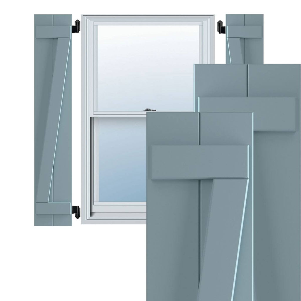 10-3/4x22 x 54x22 PVC Board and Batten Shutters, Peaceful Blue (Per Pair) F72137