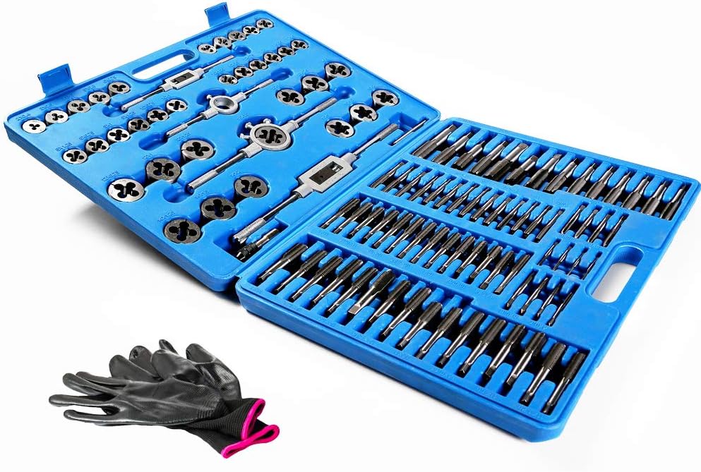 110 Piece Combination Tap and Die Set Alloy Steel Metric Tools with Carrying Case V16254
