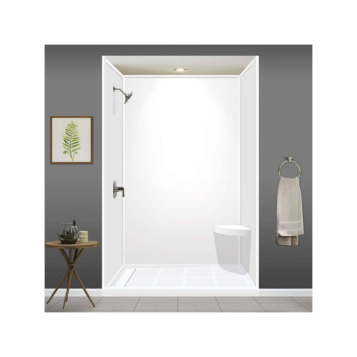 Solid Surface Wall-Mount Corner Shower Seat S45976