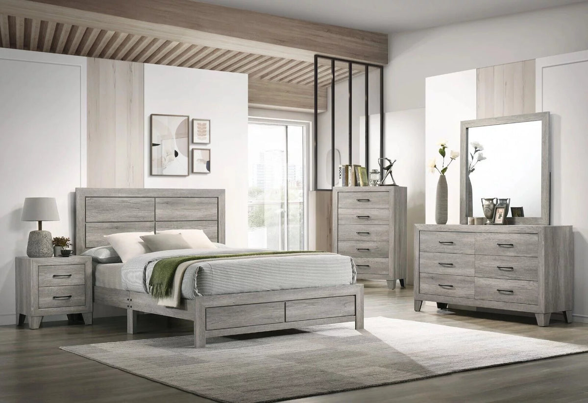 5pc Full Size Platform Bedroom Set Gray D71927