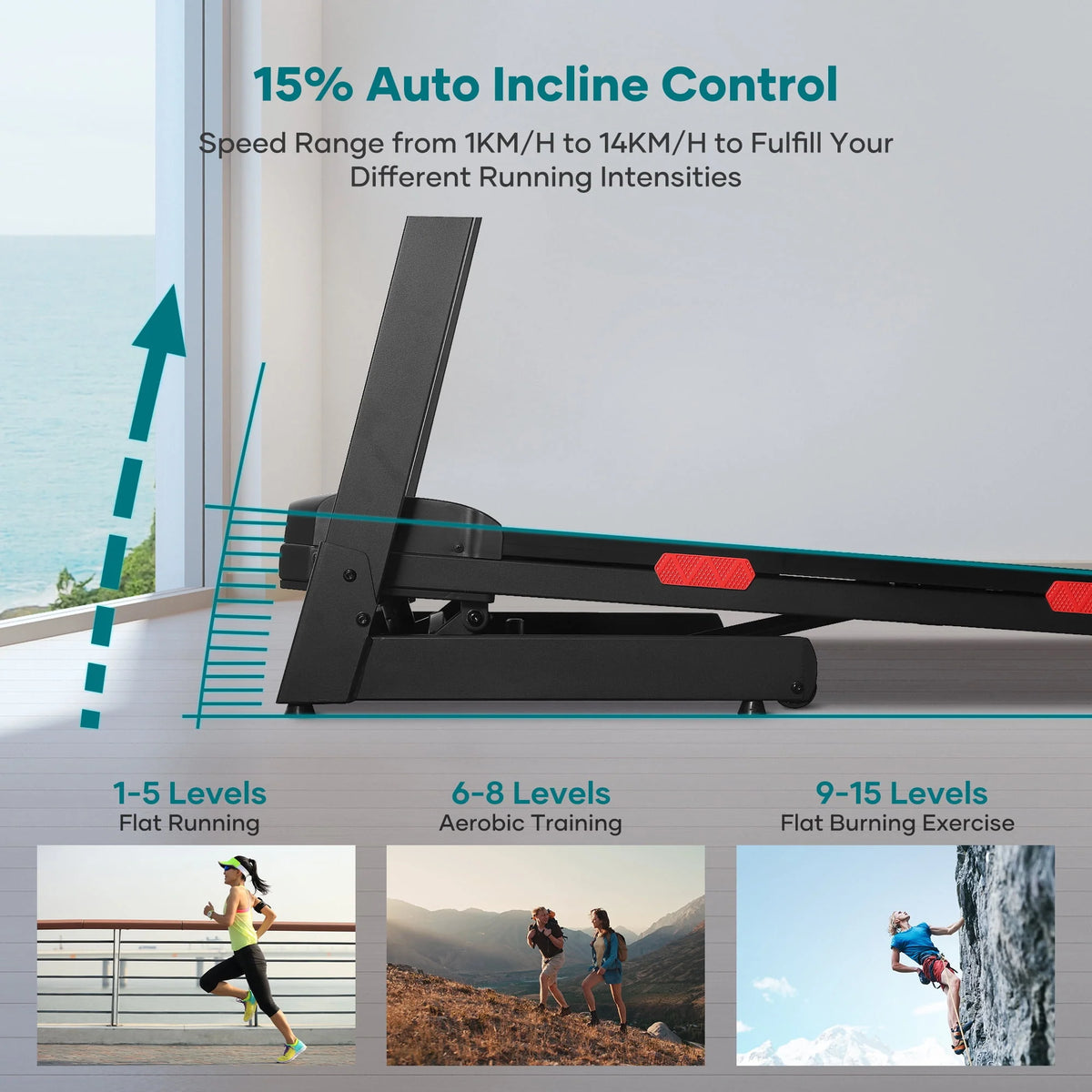 17 Wide Electric Folding Treadmill with Auto Incline Z64329
