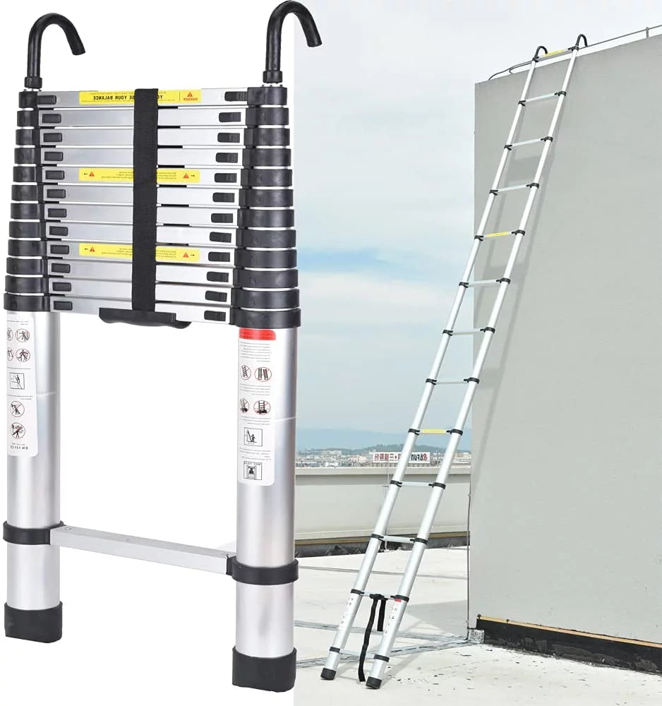 16.5Ft Aluminum Telescoping Ladder with 2 Hooks L714311
