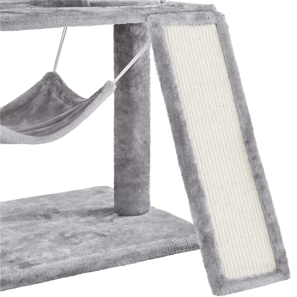 Light Gray Multi Level Cat Tree with Scratching Post J8391