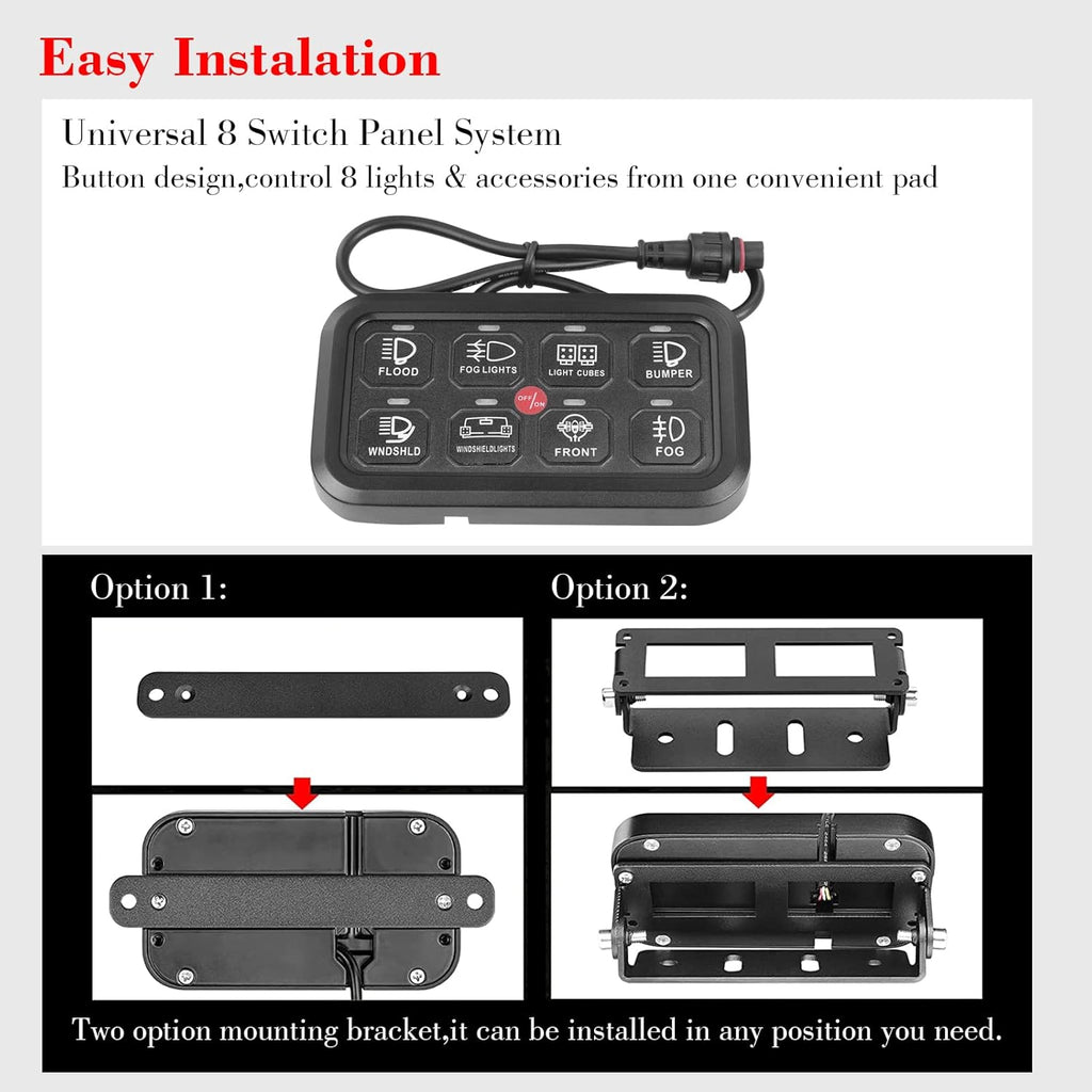 8 Gang LED Touch Control Switch Panel Box for Car Truck ATV UTV Boat Marine SUV Caravan T90367